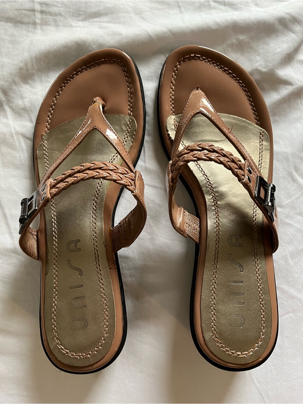 Wardrobe Staple! 🌸 Unisa Tan Patent Braided Sandals